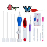 Kit Completo Agulha Mágica Caneta Para Bordar Ponto Russo