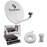 Kit Completo Antena Parabólica 60 Cm Banda Ku Receptor Century B7 LNBF Simples Cabo 15M
