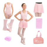 Kit Completo Ballet Infantil Balé Uniforme 6 Peças C Bolsa