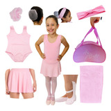 Kit Completo Ballet Infantil Balé Uniforme 7 Peças C Bolsa