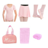 Kit Completo Ballet Infantil Meia Manga Balé 6peças C bolsa