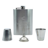 Kit Completo Cantil Frasco Whisky Whiskeira Aço Inox 240ml
