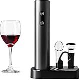 Kit Completo De 5 Peças Abridor De Vinho Elétrico Automático Com Design Sofisticado Inclui Dosador Rolha A Vácuo Cortador De Alumínio E Base Organizada