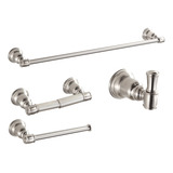 Kit Completo De Penduradores Para Banheiro Metal Cinza