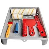 Kit Completo De Pintura De Parede Profissional Com Rolo Anti Gotas Cabo Espatula E Trincha
