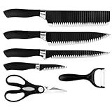 Kit Completo Do Chef Conjunto De 6 Peças Acessórios Para Churrasco Cozinha De Aço Inox Com Facas Descascador E Tesoura Culinária Profissional Gourmet Antiaderente