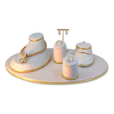 Kit Completo Expositor Joias Bijuterias Offwhite Dourado