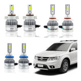 Kit Completo Farol Led Cob Fiat Freemont Alto Baixo E Milha