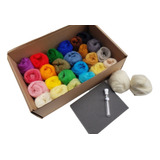 Kit Completo Feltragem Lã 24 Cores 288g 3 Agulhas Base