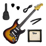 Kit Completo Guitarra Phx Strato Power   Amp E Acessórios