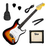 Kit Completo Guitarra Phx Strato Power Ampli E Acessórios Cor Kit Strato St Sunburst