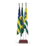 Kit Completo Hastear Bandeira Base Mastro Ponteira Canopla