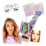 Kit Completo Maquiagem Brinco Adesivo Strass Carnaval Glitte
