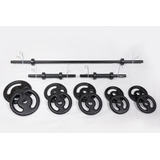 Kit Completo Musculação Barra 1 20m 30kg De Anilhas Presilha