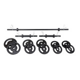 Kit Completo Musculação Fitness Barras 30kg Anilhas Presilha