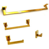 Kit Completo Para Banheiro 100 Metal Dourado