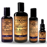 Kit Completo Para Barba Viking Shampoo Cond Balm Óleo