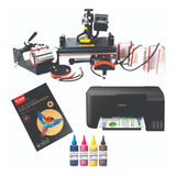 Kit Completo Para Sublimação Máquina Prensa 8 Em 1 Impressora Tinta Sublimática Papel Sublimático Vídeos Suporte