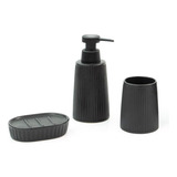 Kit Completo Pia Banheiro Em Cerâmica Preto 3 Peças Oikos