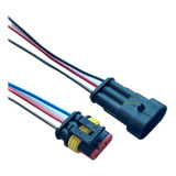 Kit Conector Chicote Plug 3 Vias Macho E Fêmea Universal