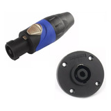 Kit Conector Speakon Amphenol Macho De Linha Fêmea Painel