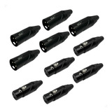 Kit Conectores Datalink Preto Cannon Xlr 5 Machos E 5 Fêmeas