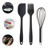 Kit Confeiteiro Cozinha Silicone Fue E Espátula Com Pincel
