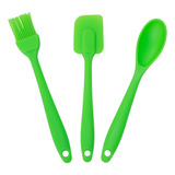 Kit Confeiteiro Espátula Colher E Pincel De Silicone Cozinha