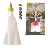 Kit Confeiteiro Saco De Silicone 6 Bicos Matriz Inox
