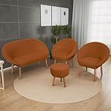Kit Conforto Salão 1 Namoradeira 2 Poltronas E 1 Puff Luxo MOBLAN Decor -TERRACOTA-