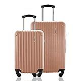 Kit Conjunto 2 Malas De Viagem Bordo 10kg E Média Despachada 23kg Rígida Rodas 360 Cadeado Segredo Gladiador A2PM Rosé