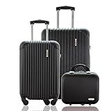 Kit Conjunto 2 Malas De Viagem Bordo 10kg E Média Despachada 23kg Rígida Rodas 360 Cadeado Segredo Mais Frasqueira Gladiador A2PM Preto