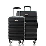 Kit Conjunto 2 Malas De Viagem Rígida Expansiva Bordo 10kg E Média Despachada 23kg Rodas Duplas 360 Cadeado TSA Gladiador A3PM Cinza Grafite
