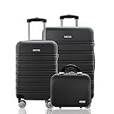 Kit Conjunto 2 Malas De Viagem Rígida Expansiva Bordo 10kg E Média Despachada 23kg Rodas Duplas 360 Cadeado TSA Mais Frasqueira Gladiador A3PM Grafite