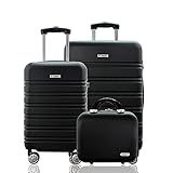 Kit Conjunto 2 Malas Rígidas 360 Com TSA Mais Frasqueira Gladiador A3PM Preto