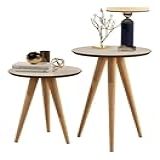 Kit Conjunto 2 Mesas Apoio E Canto Lateral Maju Para Sala Sofá Off White Freijó 