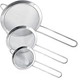 Kit Conjunto 3 Peneiras Coador Aço Inox Vesátil Durável Fácil Manuseio Suporte Para Panela Resitente A Temperatura