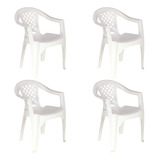 Kit Conjunto 4 Cadeiras Plástico Braço