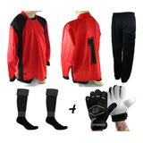 Kit Conjunto 4x1 Goleiro Calca Vrm pto Infantil