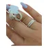 Kit Conjunto Anel E Brinco Prata 925 Com Aplique Ouro 14k
