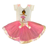 Kit Conjunto Bailarina Negra Body E Saia Tutu Envio Já