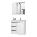 Kit Conjunto Banheiro Balcão Cuba E Espelheira Gabinete