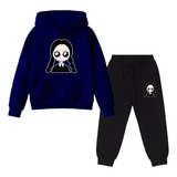 Kit Conjunto Blusa E Calça Moletom Infantil Wandinha Cute
