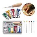 Kit Conjunto Calcador De Fazer Viés Manual Furador Fitador