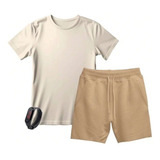 Kit Conjunto Camiseta bermuda Moletom Fitness Casual relógio