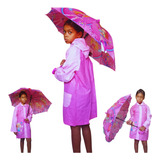 Kit Conjunto Capa Chuva E Sombrinha Guarda Chuva Infantil