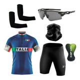Kit Conjunto Ciclismo C Óculos Bandana E Par De Manguito