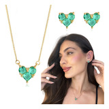 Kit Conjunto Colar Gargantilha Colar Coração Semijoias Luxo