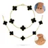 Kit Conjunto Colar Pulseira Trevo Virgínia Dourado E Preto
