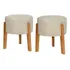 Kit Conjunto Com 02 Pufes Banquetas Com Pés De Madeira Linho